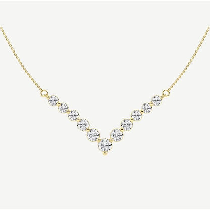 2.20 Ct Round Lab Grown Diamond Chevron Fashion Necklace