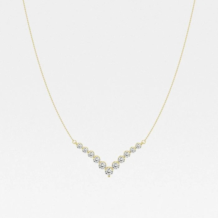 2.20 Ct Round Lab Grown Diamond Chevron Fashion Necklace