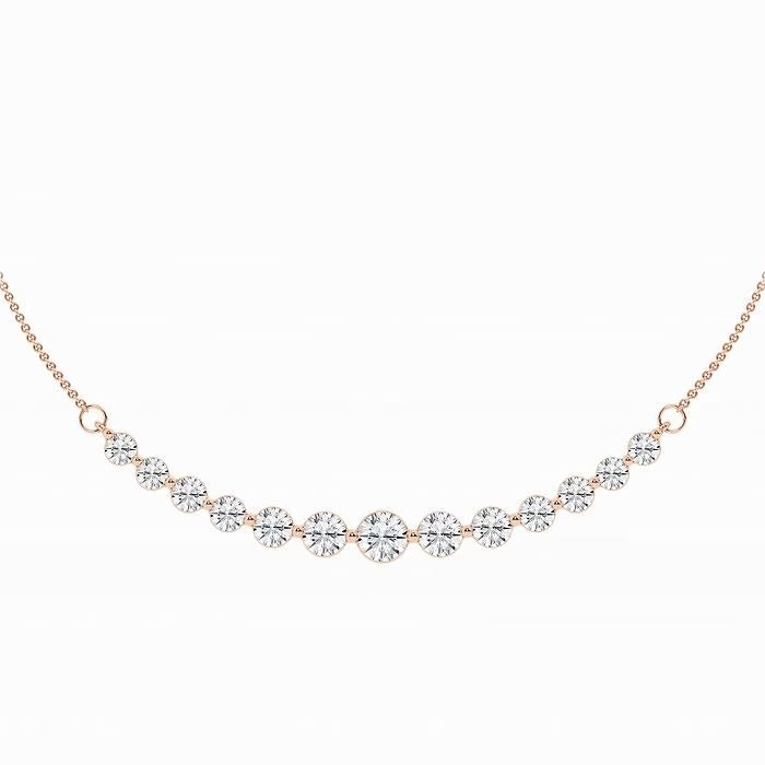 2.00 Ct Round Lab Grown Diamond Curved Center Fashion Necklace