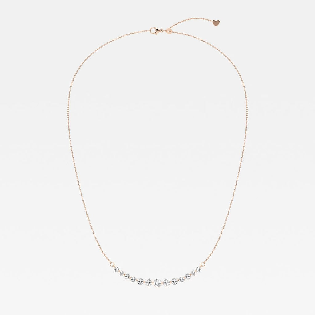 2.00 Ct Round Lab Grown Diamond Curved Center Fashion Necklace