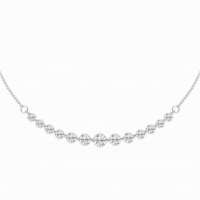 2.00 Ct Round Lab Grown Diamond Curved Center Fashion Necklace