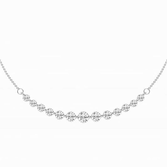 2.00 Ct Round Lab Grown Diamond Curved Center Fashion Necklace