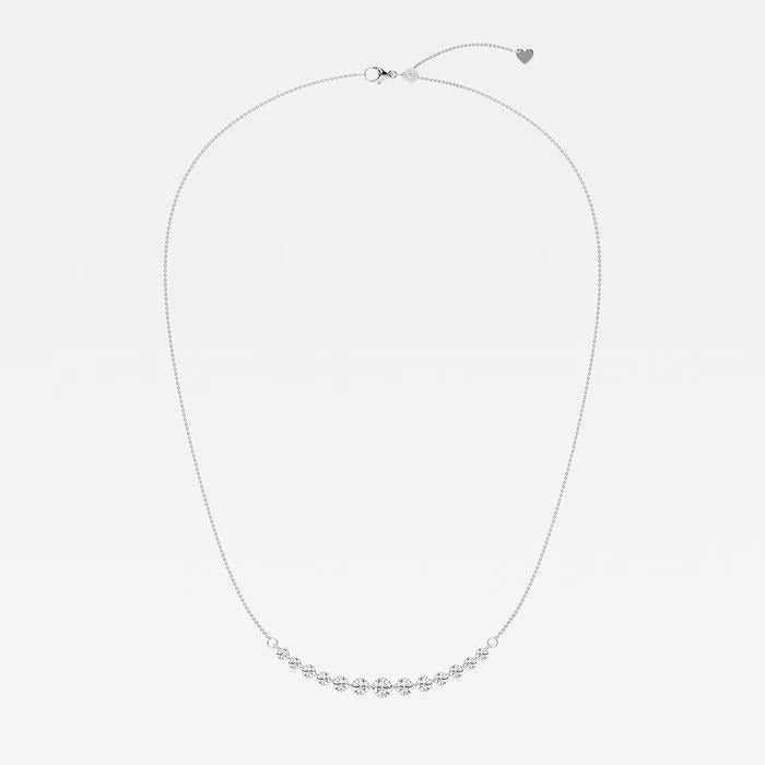 2.00 Ct Round Lab Grown Diamond Curved Center Fashion Necklace