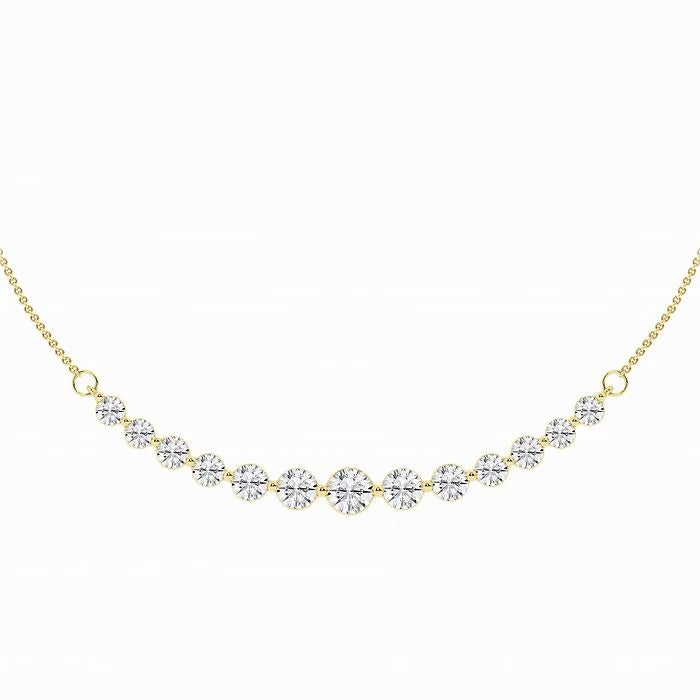 2.00 Ct Round Lab Grown Diamond Curved Center Fashion Necklace