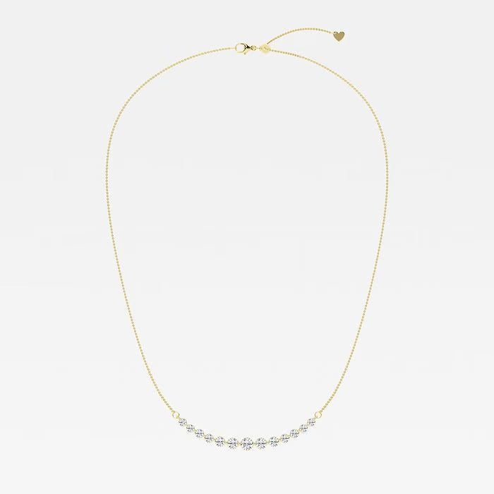 2.00 Ct Round Lab Grown Diamond Curved Center Fashion Necklace