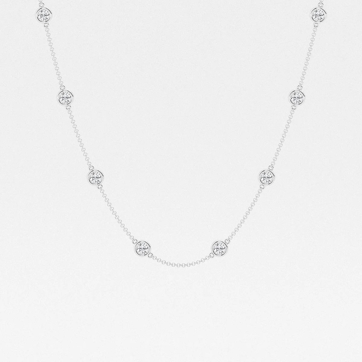 3.00 Ct Round Lab Grown Diamond Station Fashion Necklace