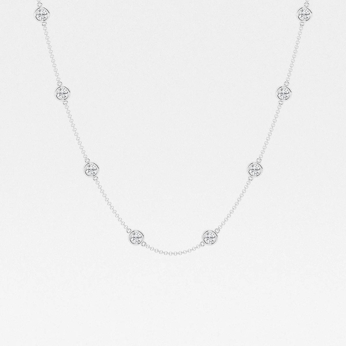 3.00 Ct Round Lab Grown Diamond Station Fashion Necklace