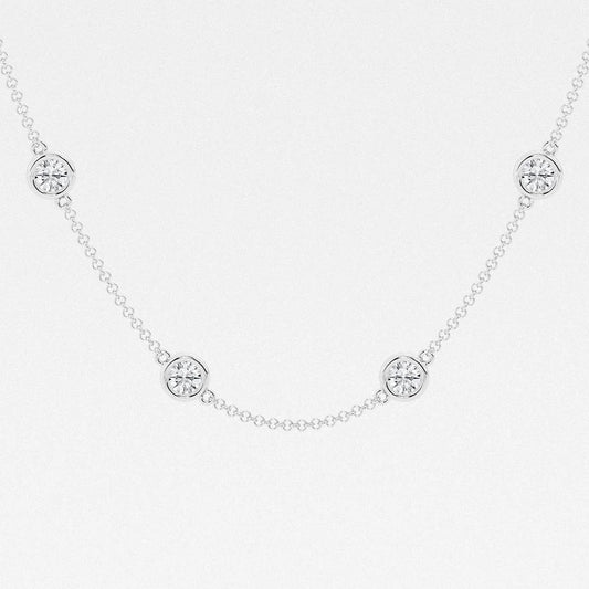 3.00 Ct Round Lab Grown Diamond Station Fashion Necklace