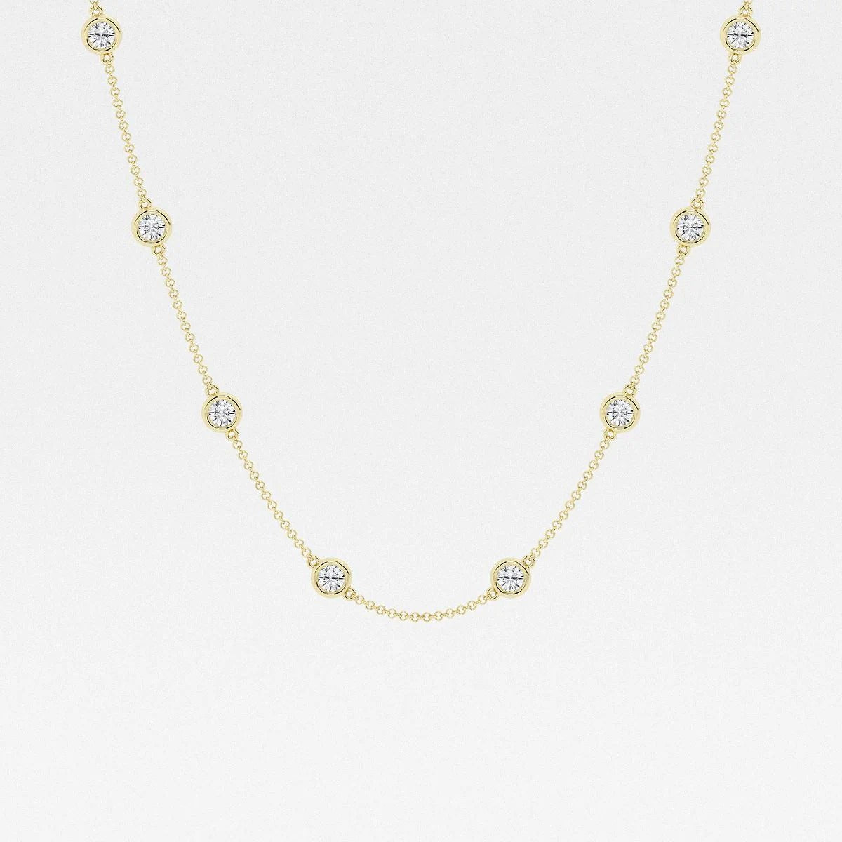 3.00 Ct Round Lab Grown Diamond Station Fashion Necklace