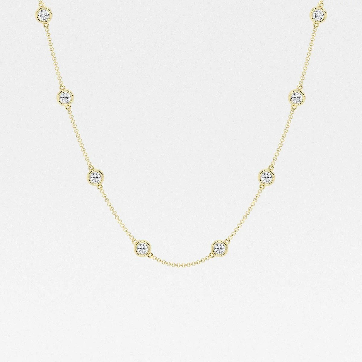 3.00 Ct Round Lab Grown Diamond Station Fashion Necklace