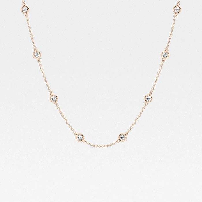 2.00 Ct Round Lab Grown Diamond Station Fashion Necklace