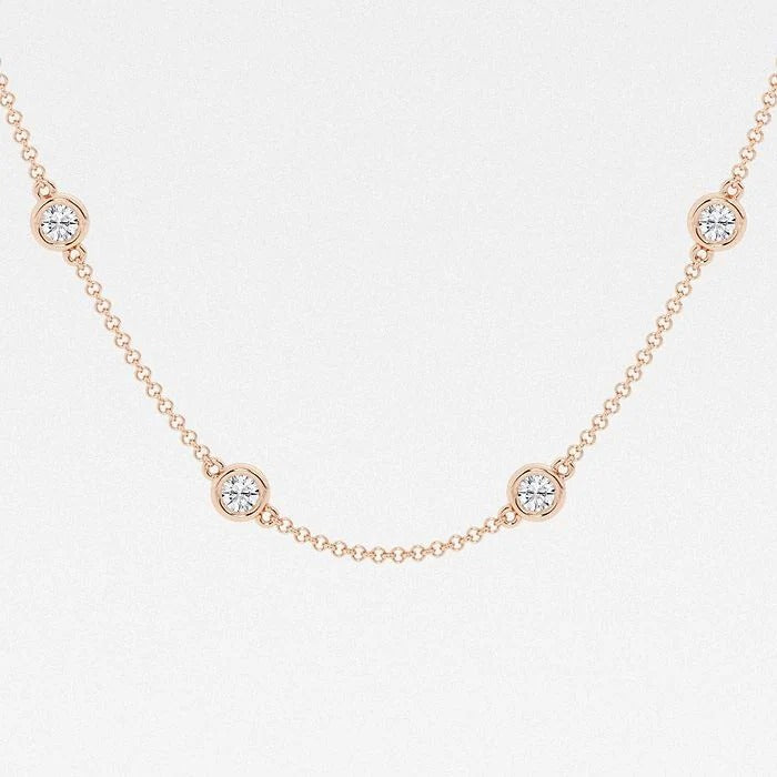 2.00 Ct Round Lab Grown Diamond Station Fashion Necklace