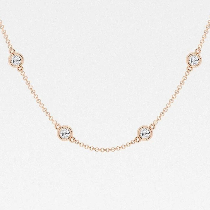 2.00 Ct Round Lab Grown Diamond Station Fashion Necklace