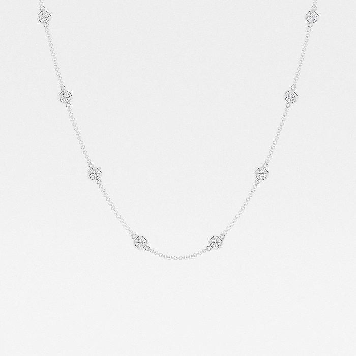 2.00 Ct Round Lab Grown Diamond Station Fashion Necklace