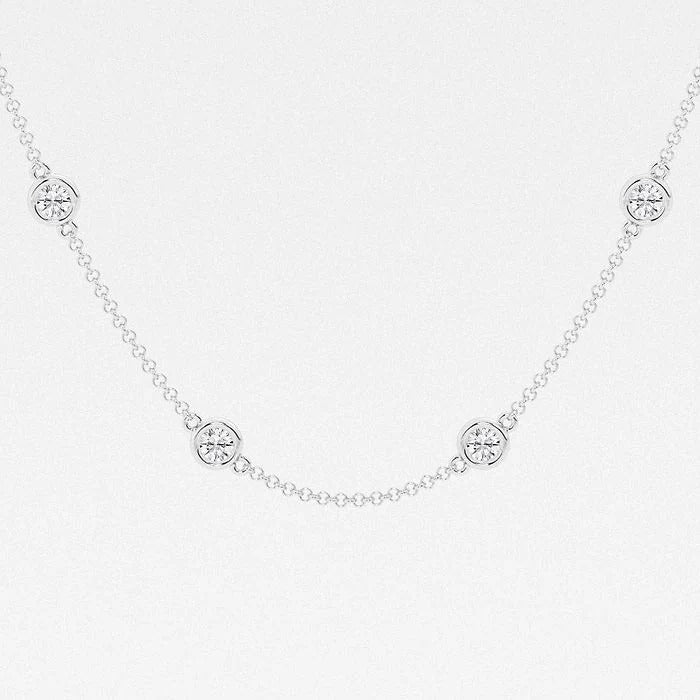 2.00 Ct Round Lab Grown Diamond Station Fashion Necklace