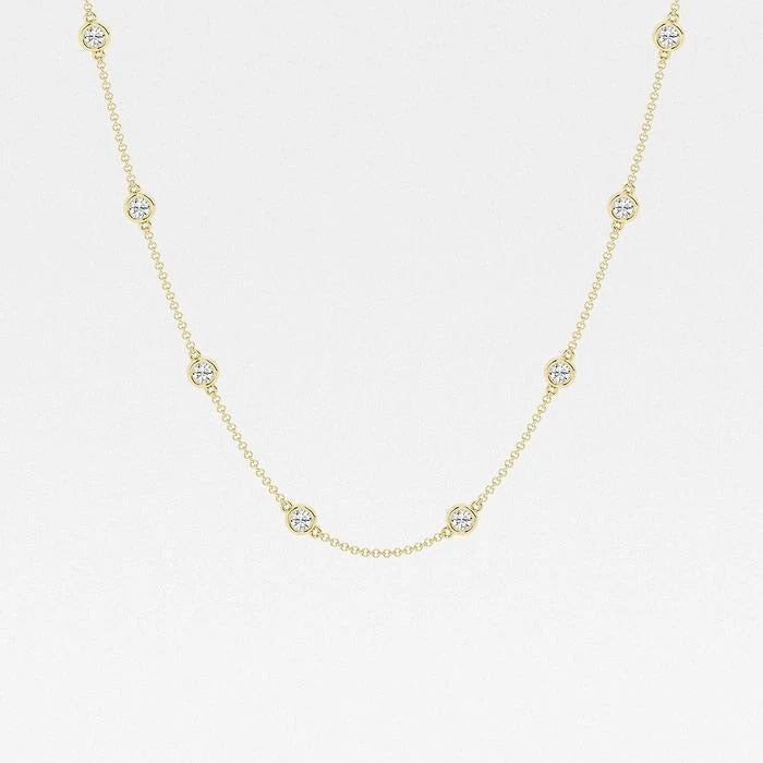 2.00 Ct Round Lab Grown Diamond Station Fashion Necklace