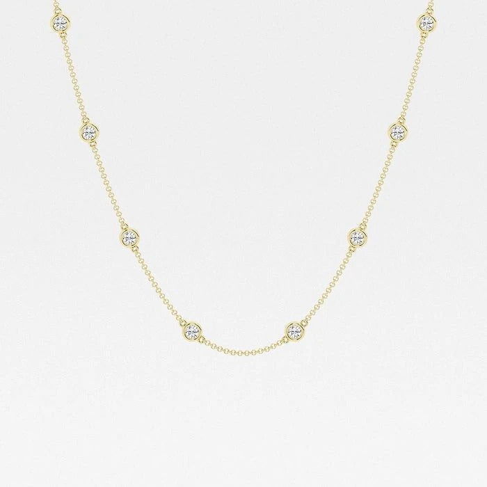 2.00 Ct Round Lab Grown Diamond Station Fashion Necklace