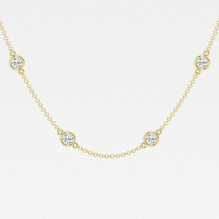 2.00 Ct Round Lab Grown Diamond Station Fashion Necklace