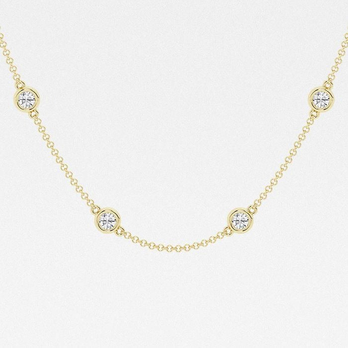 2.00 Ct Round Lab Grown Diamond Station Fashion Necklace