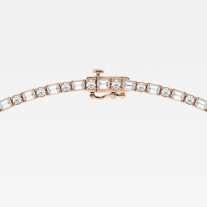 15.00 Ct Emerald Alternating Round Lab Grown Diamond Tennis Necklace