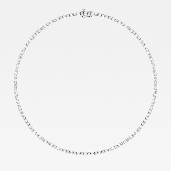 15.00 Ct Emerald Alternating Round Lab Grown Diamond Tennis Necklace