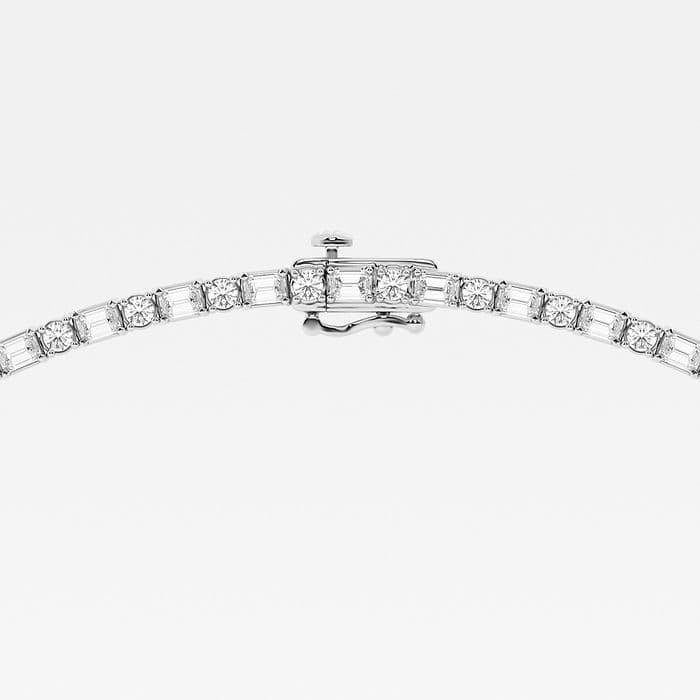 15.00 Ct Emerald Alternating Round Lab Grown Diamond Tennis Necklace