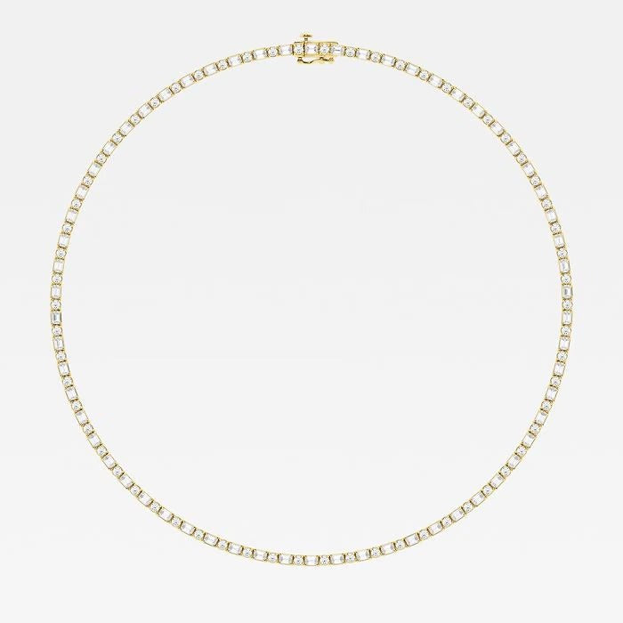 15.00 Ct Emerald Alternating Round Lab Grown Diamond Tennis Necklace