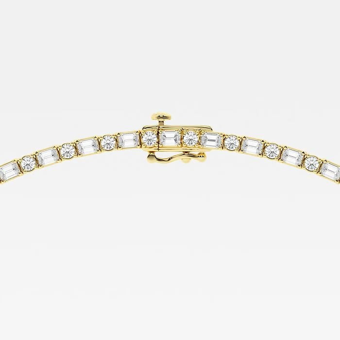 15.00 Ct Emerald Alternating Round Lab Grown Diamond Fashion Necklace