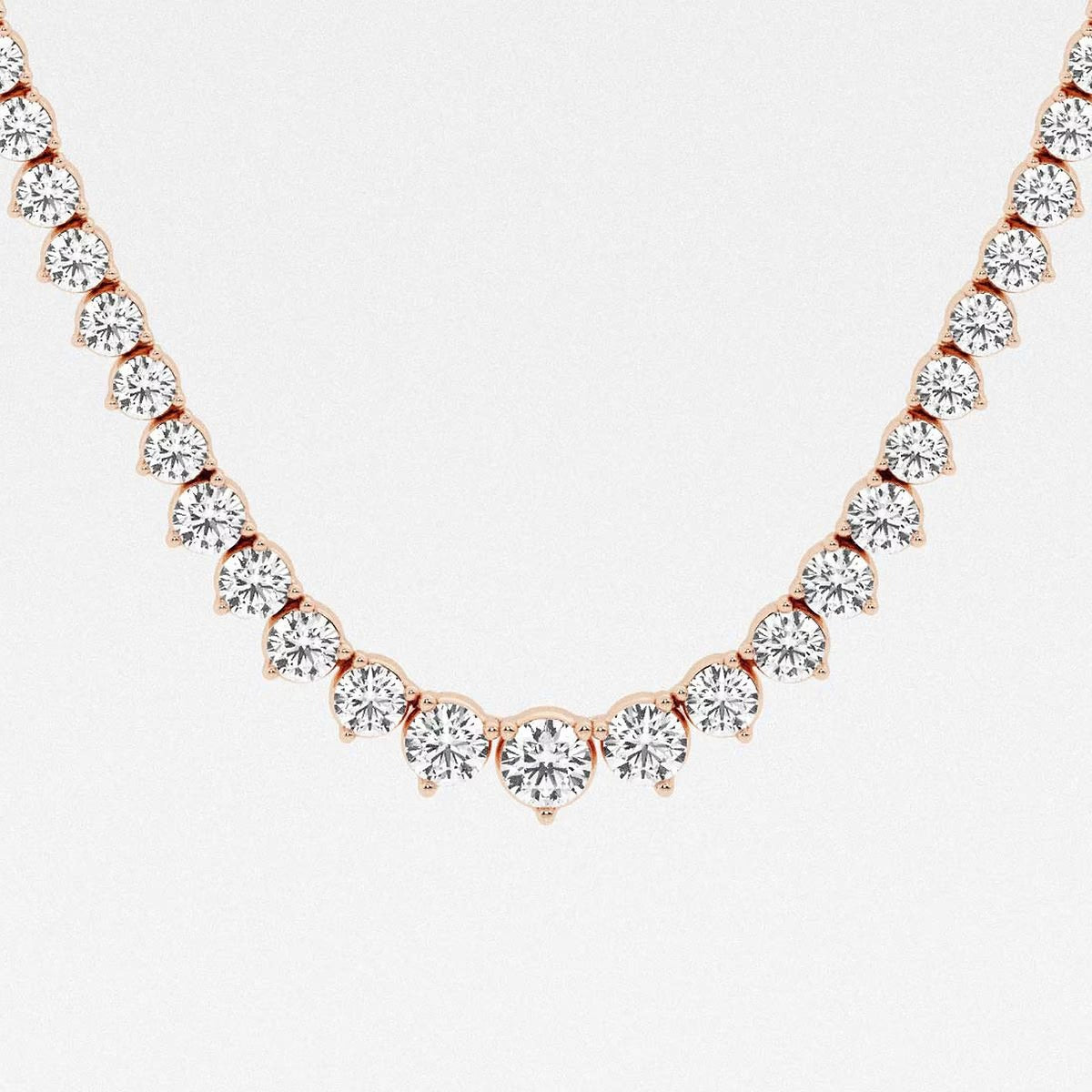 22.00 Ct Round Lab Grown Diamond Graduated Riviera Tennis Necklace