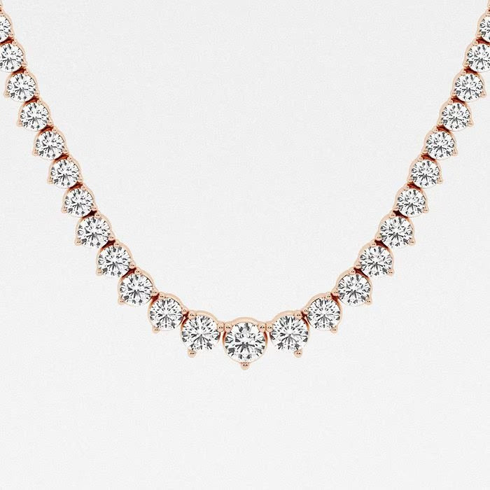 20.00 Ct Round Lab Grown Diamond Graduated Riviera Tennis Necklace