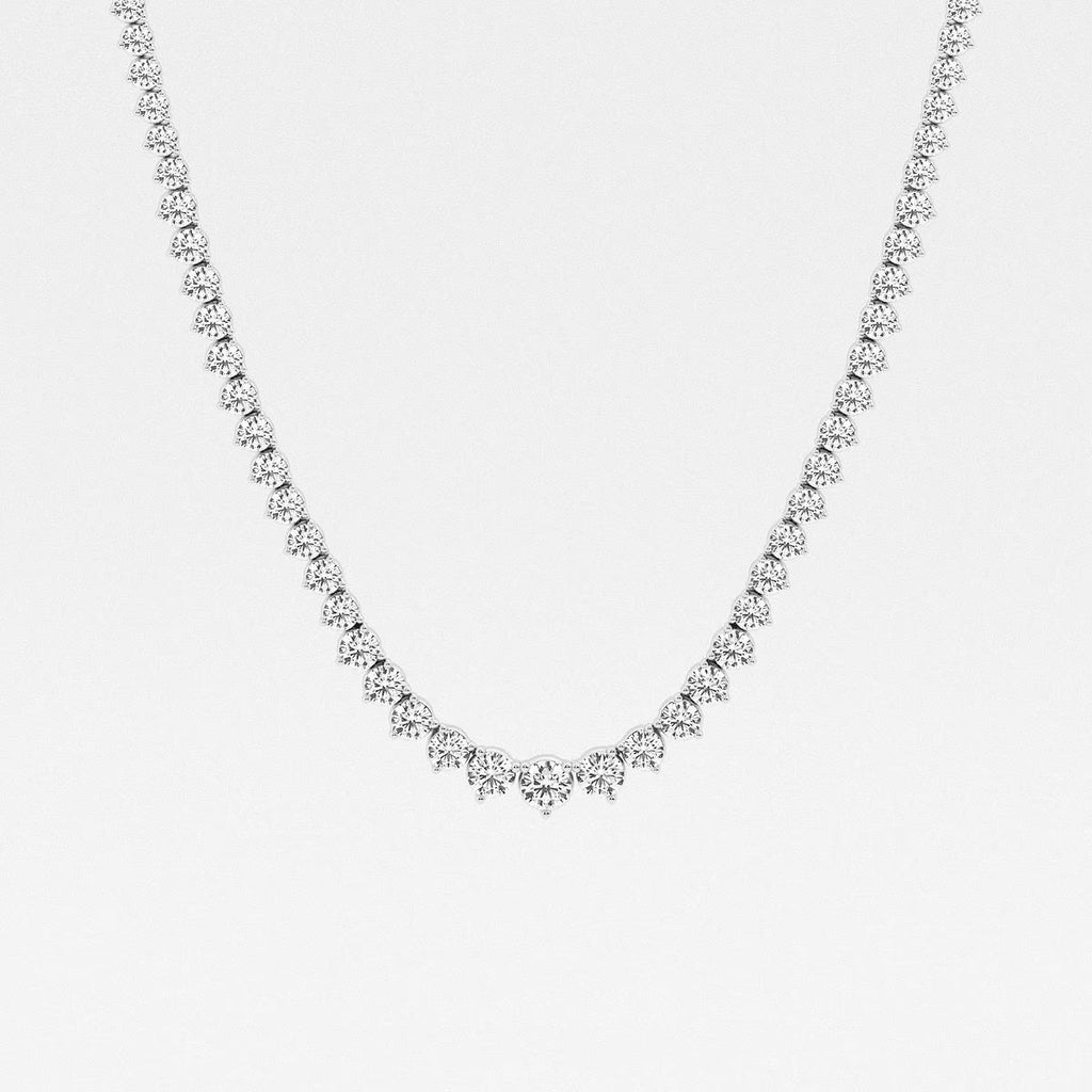 17.00 Ct Round Lab Grown Diamond Graduated Riviera Tennis Necklace