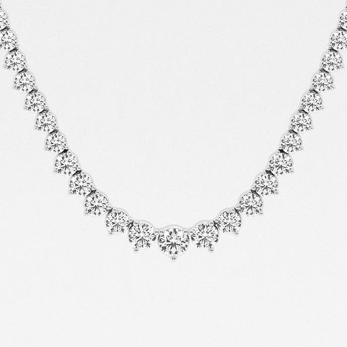 17.00 Ct Round Lab Grown Diamond Graduated Riviera Tennis Necklace