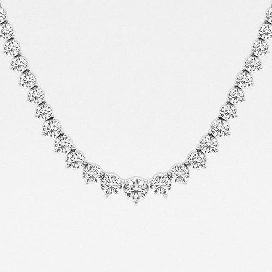 17.00 Ct Round Lab Grown Diamond Graduated Riviera Tennis Necklace