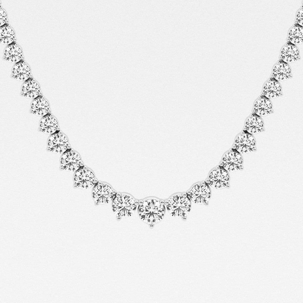 22.00 Ct Round Lab Grown Diamond Graduated Riviera Tennis Necklace