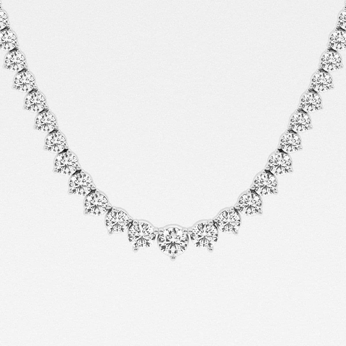 22.00 Ct Round Lab Grown Diamond Graduated Riviera Tennis Necklace