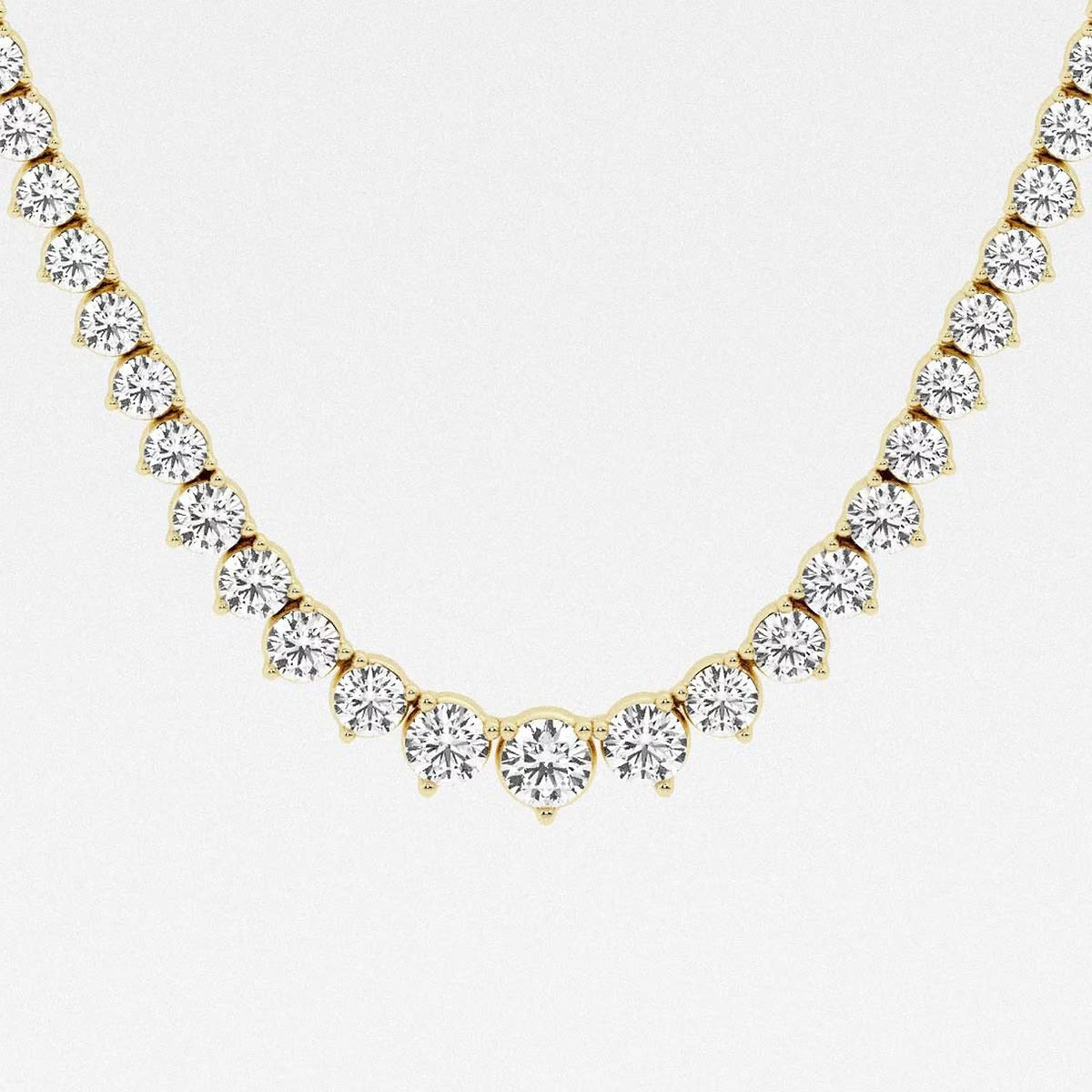 22.00 Ct Round Lab Grown Diamond Graduated Riviera Tennis Necklace