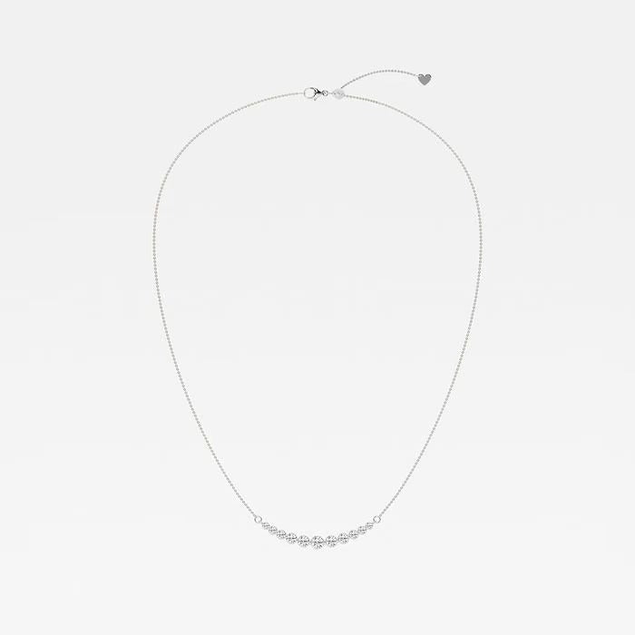 1.00 Ct Round Lab Grown Diamond Curved Center Fashion Necklace