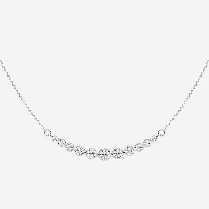 1.00 Ct Round Lab Grown Diamond Curved Center Fashion Necklace