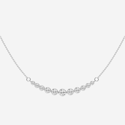 1.00 Ct Round Lab Grown Diamond Curved Center Fashion Necklace