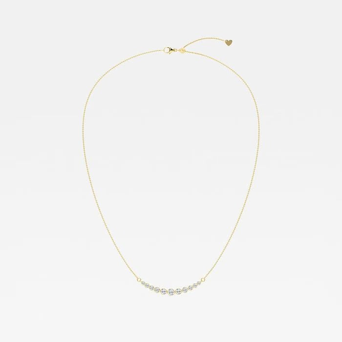 1.00 Ct Round Lab Grown Diamond Curved Center Fashion Necklace