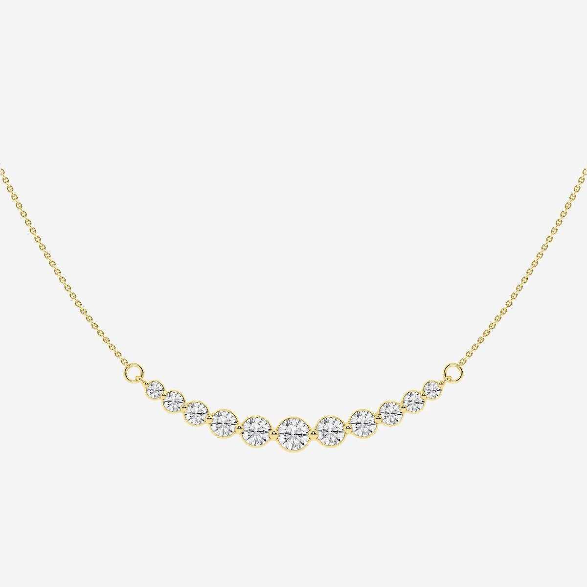 1.00 Ct Round Lab Grown Diamond Curved Center Fashion Necklace