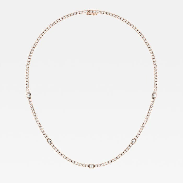 9.50 Ct Radiant & Round Lab Grown Diamond Station Tennis Necklace