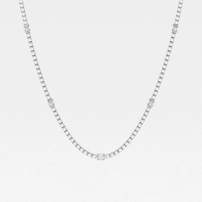 9.50 Ct Radiant & Round Lab Grown Diamond Station Tennis Necklace