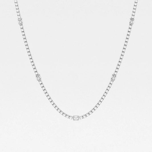 9.50 Ct Radiant & Round Lab Grown Diamond Station Tennis Necklace