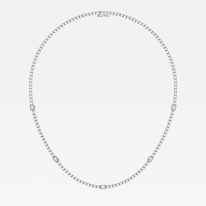 9.50 Ct Radiant & Round Lab Grown Diamond Station Tennis Necklace
