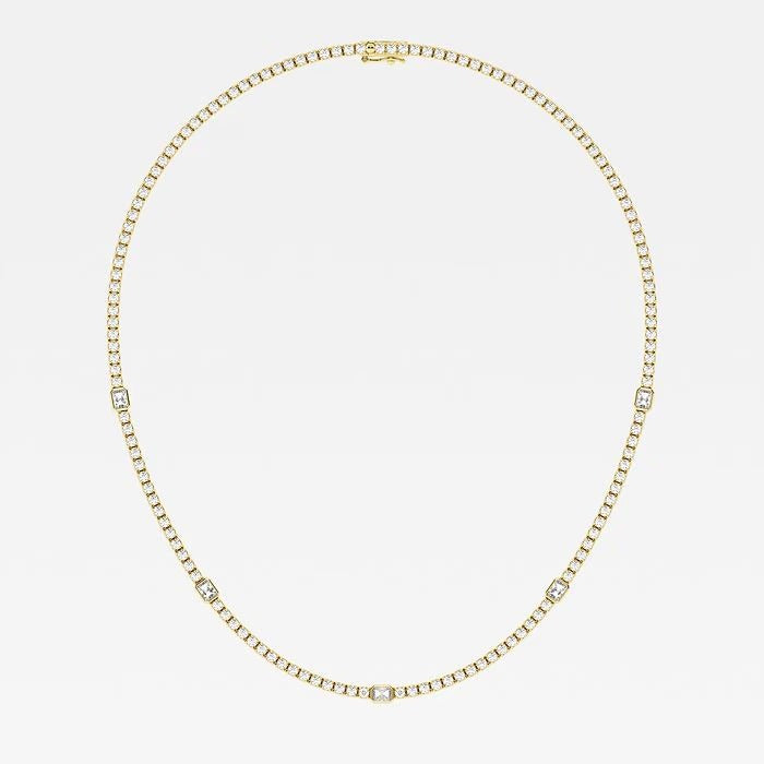 9.50 Ct Radiant & Round Lab Grown Diamond Station Tennis Necklace