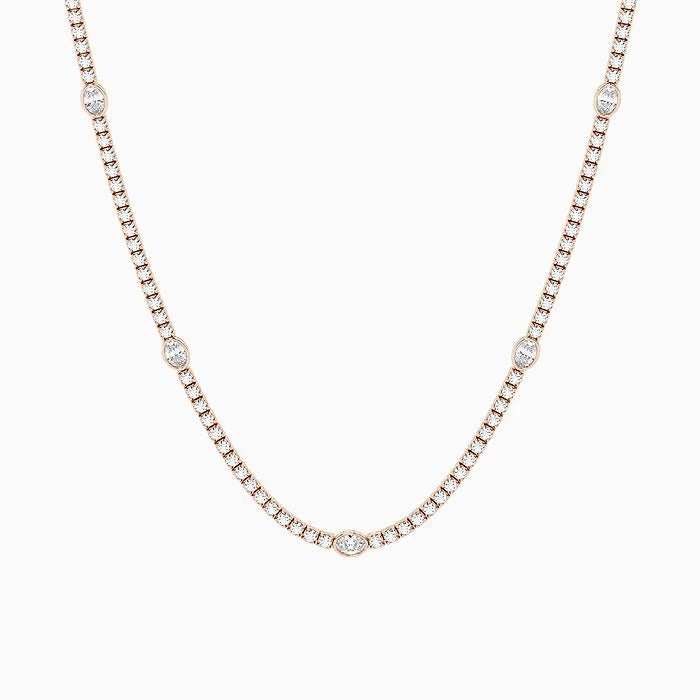 10.00 Ct Oval & Round Lab Grown Diamond Station Tennis Necklace