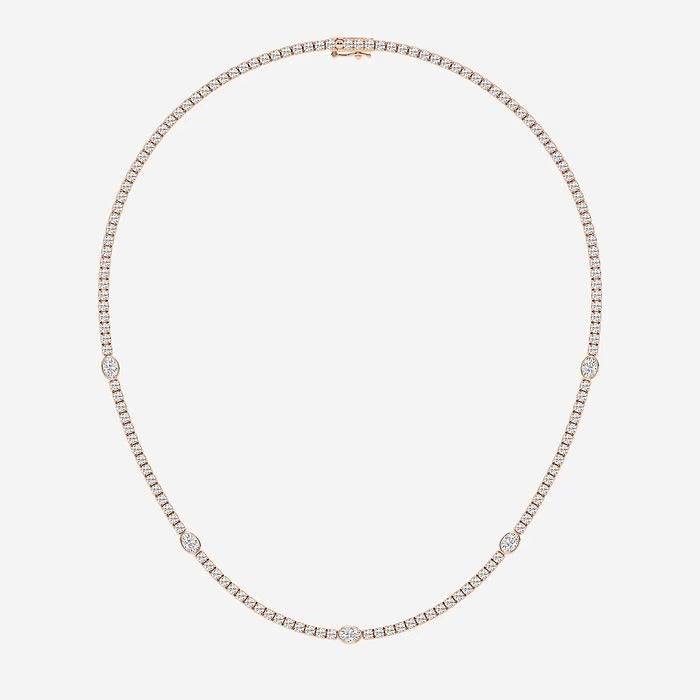 10.00 Ct Oval & Round Lab Grown Diamond Station Tennis Necklace