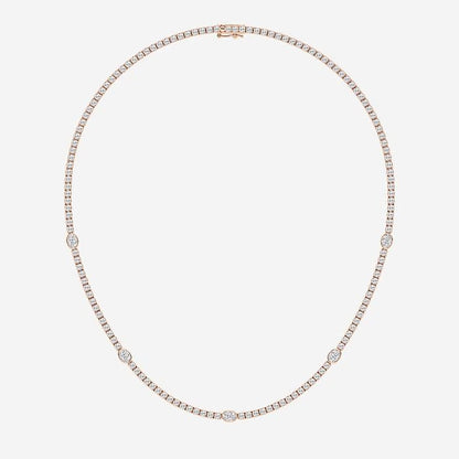 10.00 Ct Oval & Round Lab Grown Diamond Station Tennis Necklace