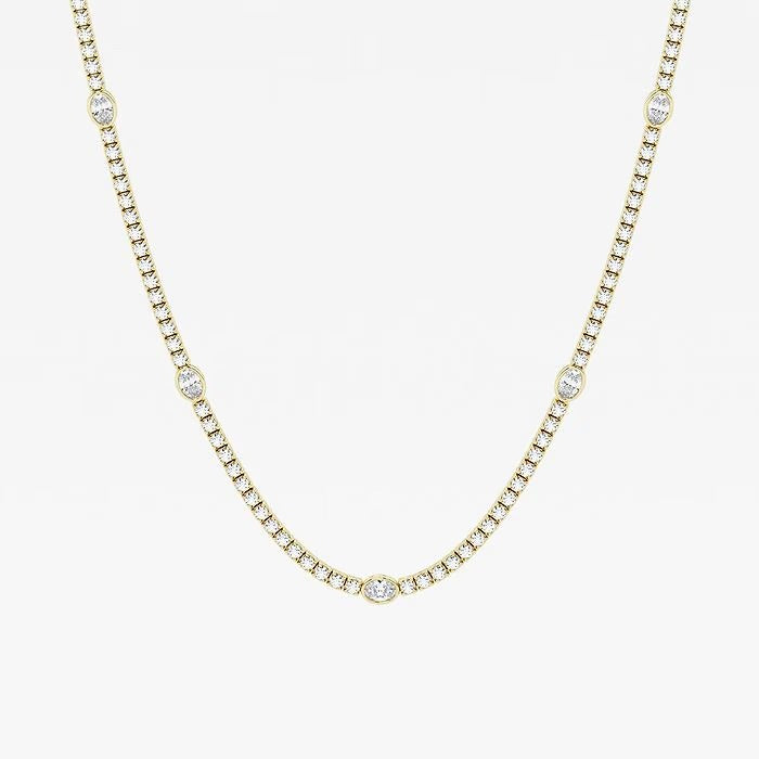 10.00 Ct Oval & Round Lab Grown Diamond Station Tennis Necklace
